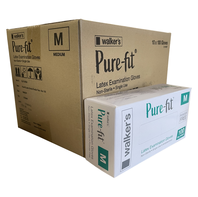 SATIN FIT / PURE FIT LATEX GLOVES POWDER FREE BOX 100